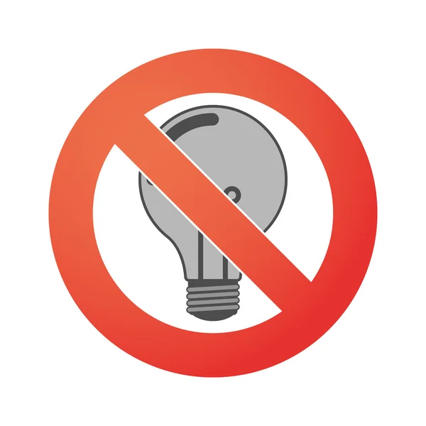 Forbidden signal with a lightbulb — Stock Vector