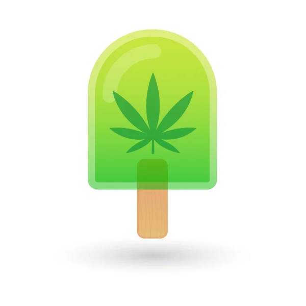 Ice cream icon with a marijuana leaf — Stock Vector