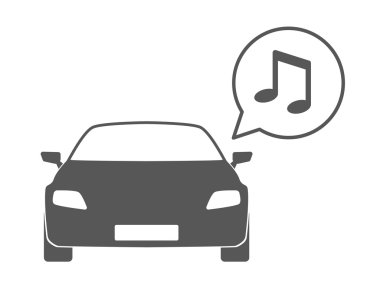 Araba ile komik bir balon ve Not simgesi