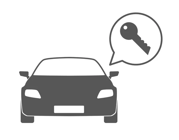Samochód z komiks balon i ikona klucz — Wektor stockowy