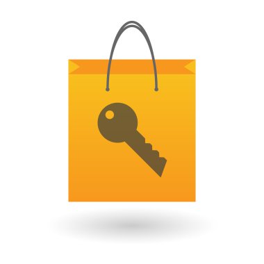 bir anahtar simgesi ile alışveriş çantası