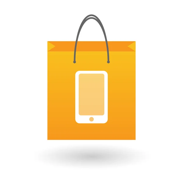 Shopping bag with a smartphone icon — Stock Vector