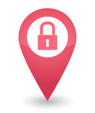harita işareti ile bir kilit simgesi