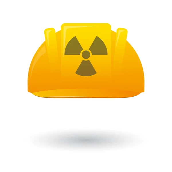 Capacete de trabalho com um sinal de radioactividade — Vetor de Stock