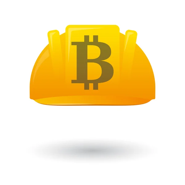 Werken helm wit een bitcoin — Stockvector