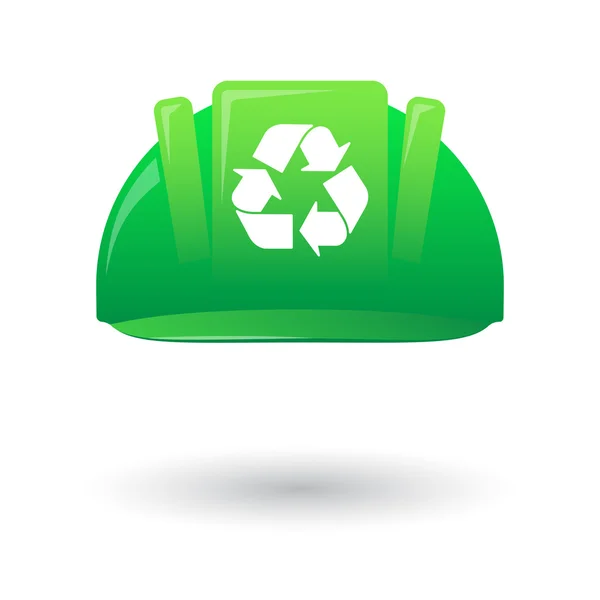 Grüner Arbeitshelm mit Recyclingschild — Stockvektor