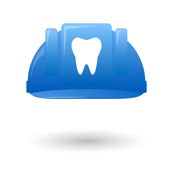 Blue work helmet wit a tooth — Stock Vector