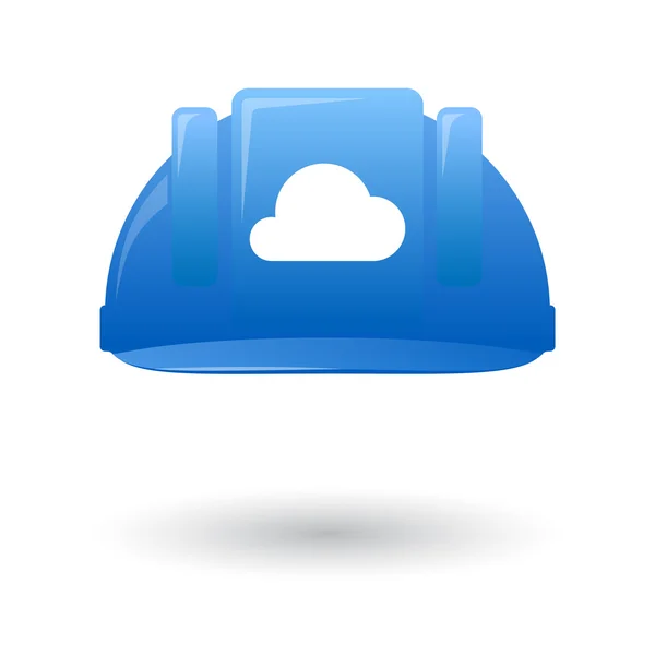 Casque de travail bleu avec un signe de nuage — Image vectorielle