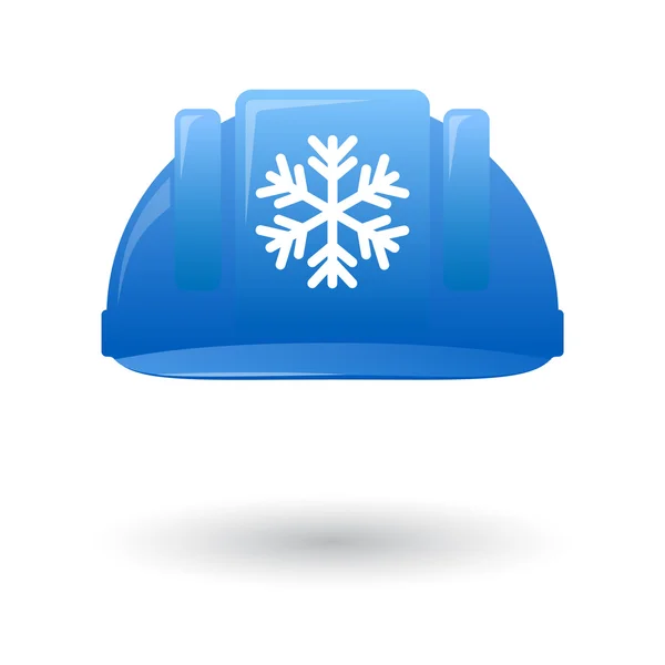 Casque de travail bleu avec un flocon de neige — Image vectorielle