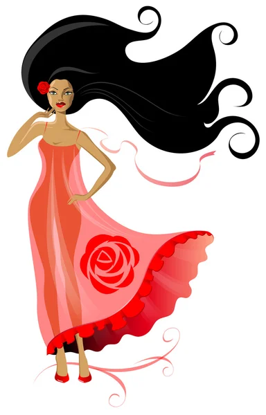 Femme en robe rose — Image vectorielle