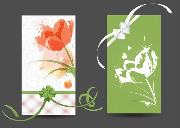Postcards with pictures of flowers — Stock Vector