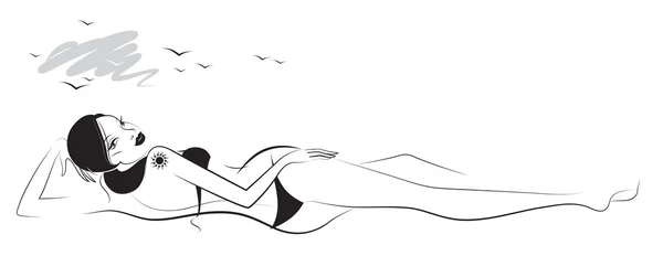 Kvinna på stranden — Stock vektor