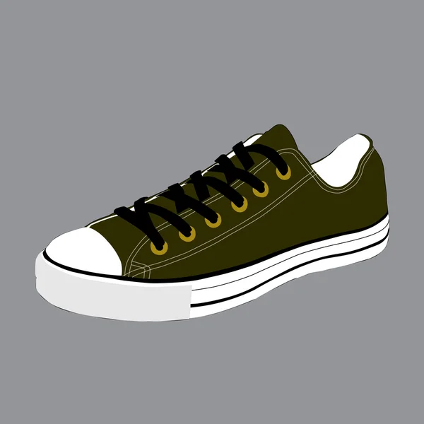 Zapato, zapato negro, un par de zapatillas viejas — Vector de stock