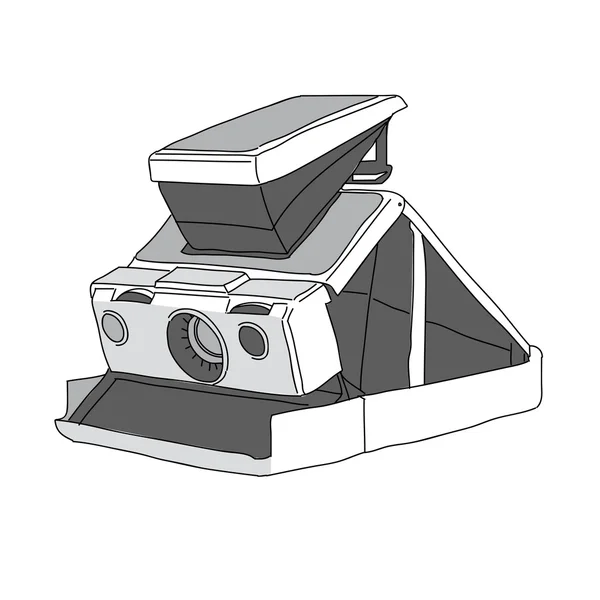 Cámara, Dibujado a mano de la cámara vectorial, ilustración de la cámara, polaroid — Archivo Imágenes Vectoriales
