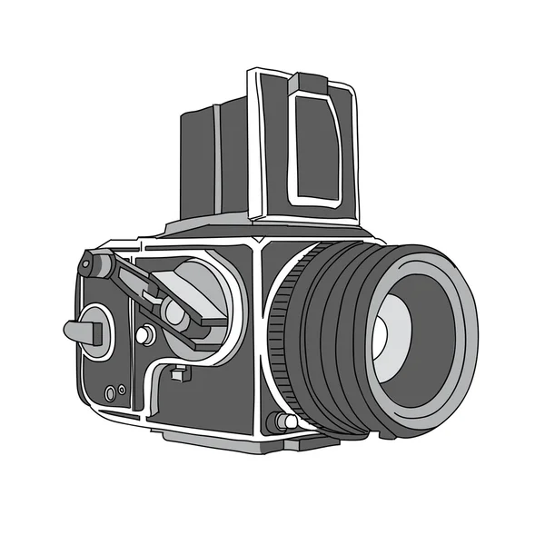 Cámara, Dibujado a mano de la cámara vectorial, ilustración de la cámara — Vector de stock