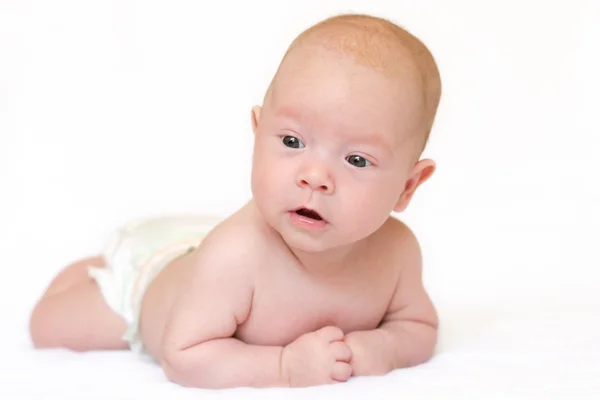 3 maanden oude baby op een witte achtergrond — Stockfoto