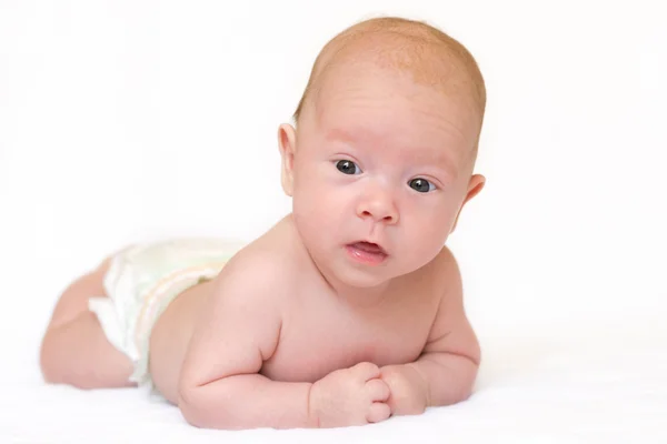 Bebé de 3 meses sobre un fondo blanco —  Fotos de Stock