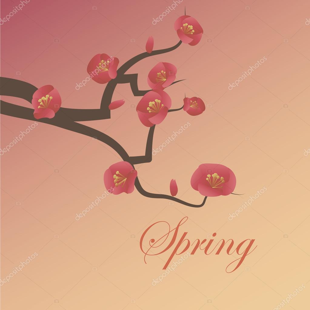 Marrone rami di pesco fiori rosa — Vettoriale Stock