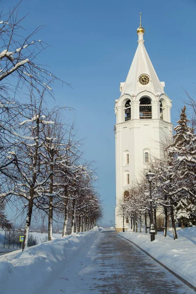 Вежа Белла Спасо Преображенський Кремлі Нижній Ножгород Зимовий Пейзаж Сніжними — стокове фото