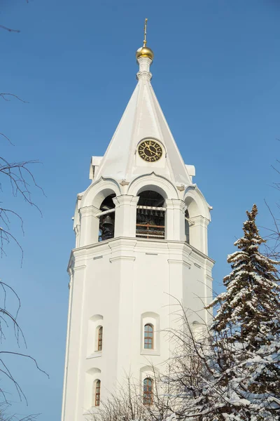 Bell Tower Spaso Preobrazhenskiy Kremlin Nizhniy Nozgorod Winter Landscape Snowy — Stock Photo, Image