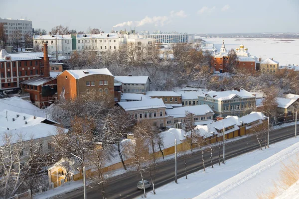 Pochaina Kultur Och Affärsdistrikt Centrala Nizhniy Novgorod Ryssland Vinter Stadsbild — Stockfoto