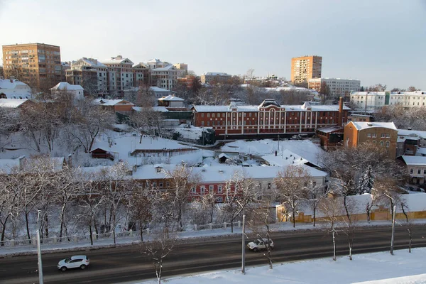 Pochaina Kultur Och Affärsdistrikt Centrala Nizhniy Novgorod Ryssland Vinter Stadsbild — Stockfoto