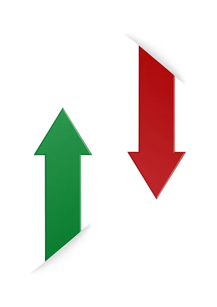 Зеленые и красные вертикальные стрелки — стоковый вектор