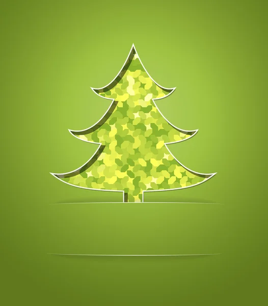Julekort med grønt mosaikktre – stockvektor