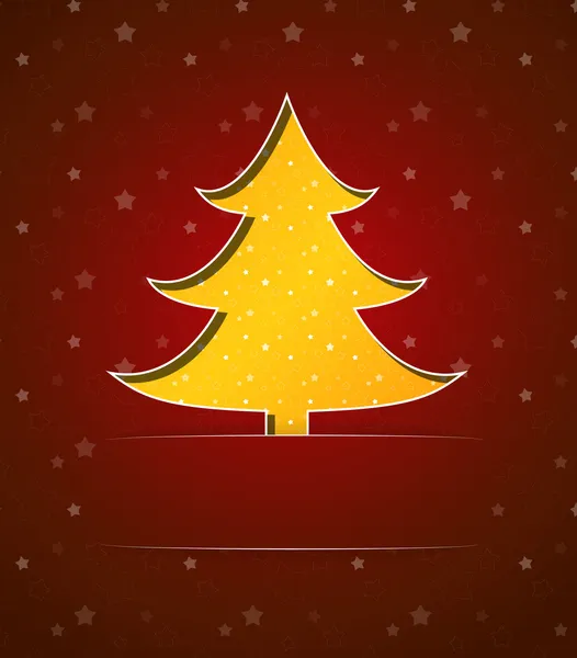 Noel kartı ile sarı ağaç — Stok Vektör