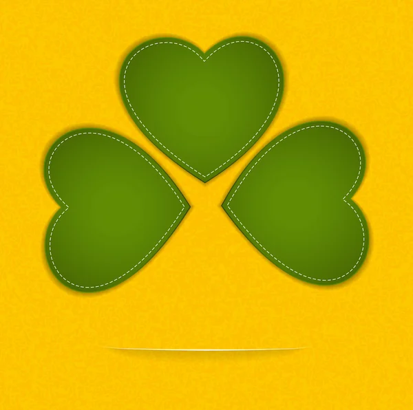 The yellow card with shamrock ready for your text — Stock Vector
