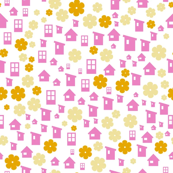 The houses and flowers — Stock Vector