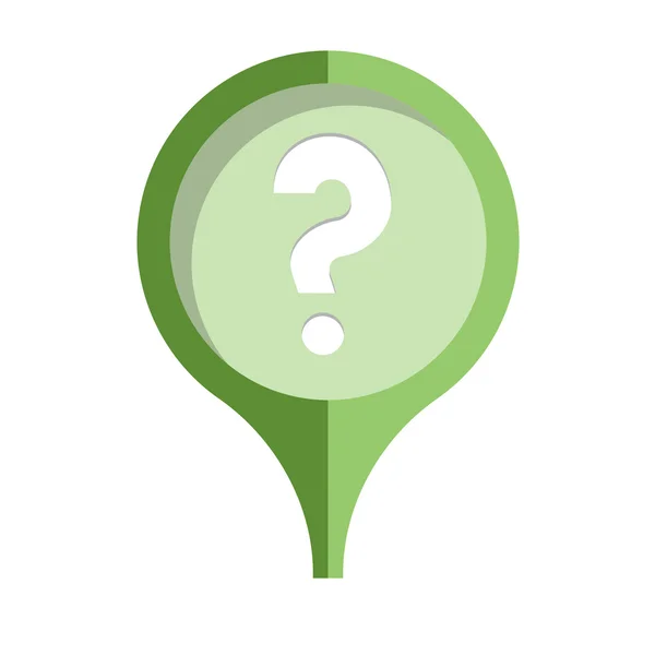 De platte groene pin met vraagteken — Stockvector