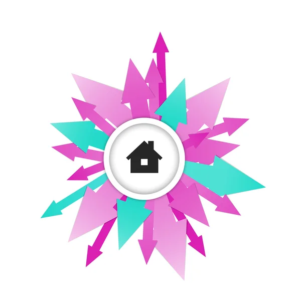 The badge with house icon — Stock Vector