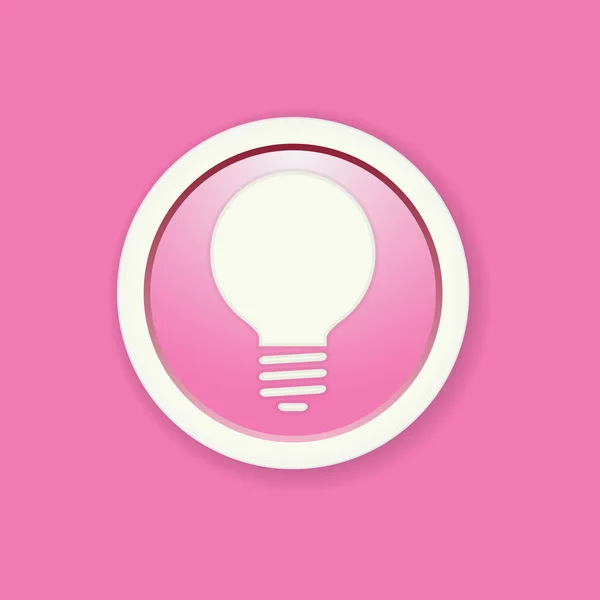 The pink glossy circle button with bulb pictogram — Stock Vector