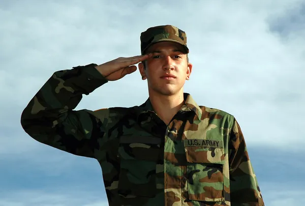 Soldado americano em atenção — Fotografia de Stock