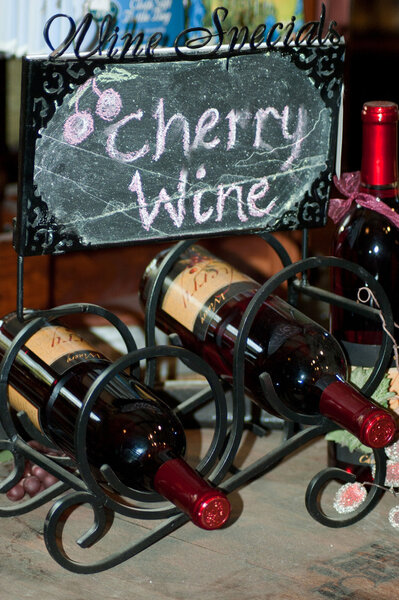 Bottles of cherry wine