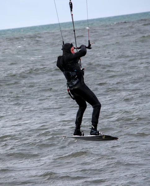 Flying kite boarder one two lift off! — Stock Photo, Image