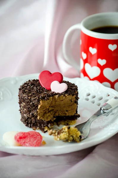 Coffee and a decadent dessert — Stock Photo, Image