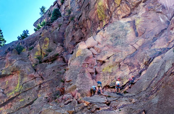 Eldorado Springs Colorado Eua Abril 2019 Grupo Alpinistas Desfruta Belo — Fotografia de Stock