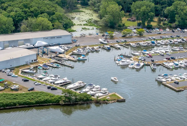 Joseph Usa June 2021 Ariel View Boats Docked Slips Joseph — Stockfoto