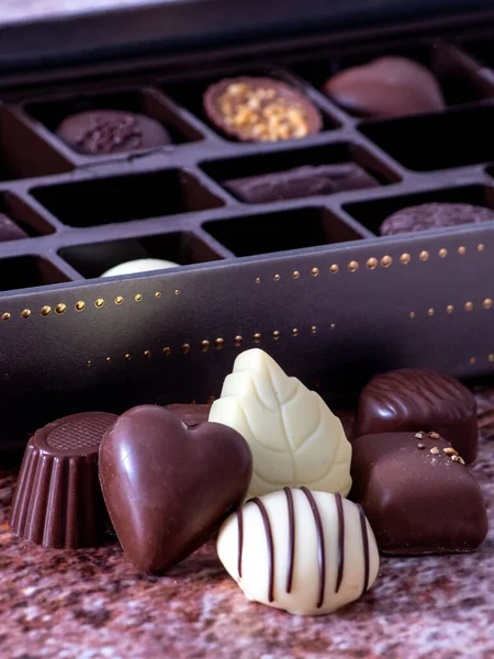 Delicious Deluxe Box Gourmet Chocolates Gift Anyone Would Enjoy — Zdjęcie stockowe