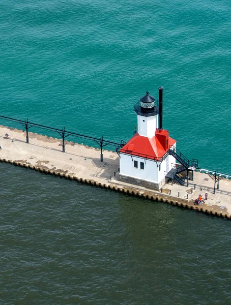 View North Pier Lighthouse Taken Helicopter Joseph Usa — Stock Photo, Image