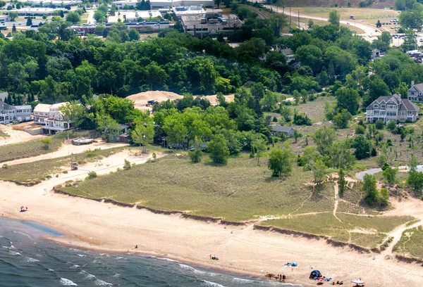 Large Luxury Homes Enjoy Private Beaches Lake Michigan Usa — Stock Photo, Image