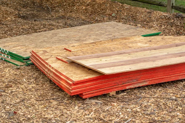 Piles Sheeting Set Pallets Job Site New Home Addition — Stock Photo, Image