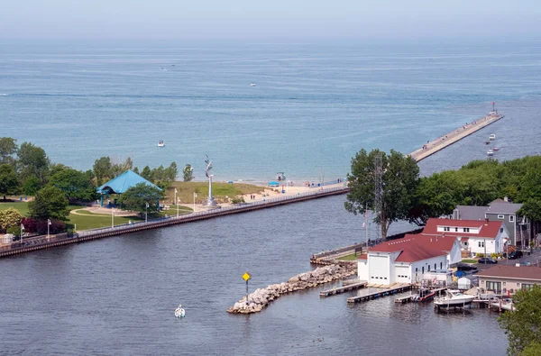 Saint Joseph River Ends Flows Beautiful Lake Michigan Pretty Ariel — Stock Photo, Image