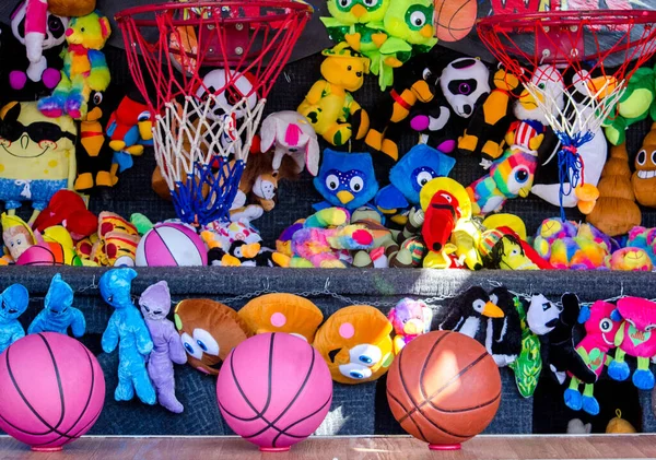 Basketballs Nets Ready Play Prizes Here Won Local County Fair — Foto de Stock
