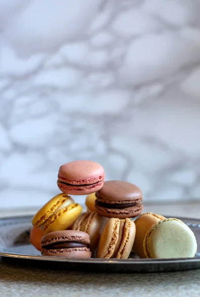 Elegant Macarons Marble Background — Stock Photo, Image