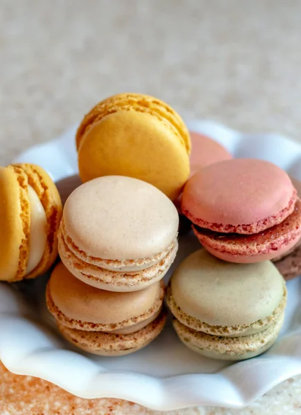 Variety Meringue Macarons Sweet Flavors — Stock Photo, Image