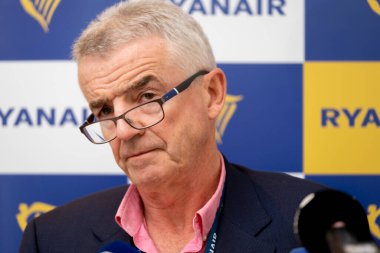 CEO of Ryanair Michael O'Leary holds a press conference in Brussels, Belgium on September 7, 2022.