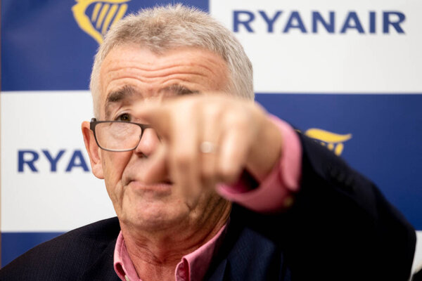 CEO of Ryanair Michael O'Leary holds a press conference in Brussels, Belgium on September 7, 2022.
